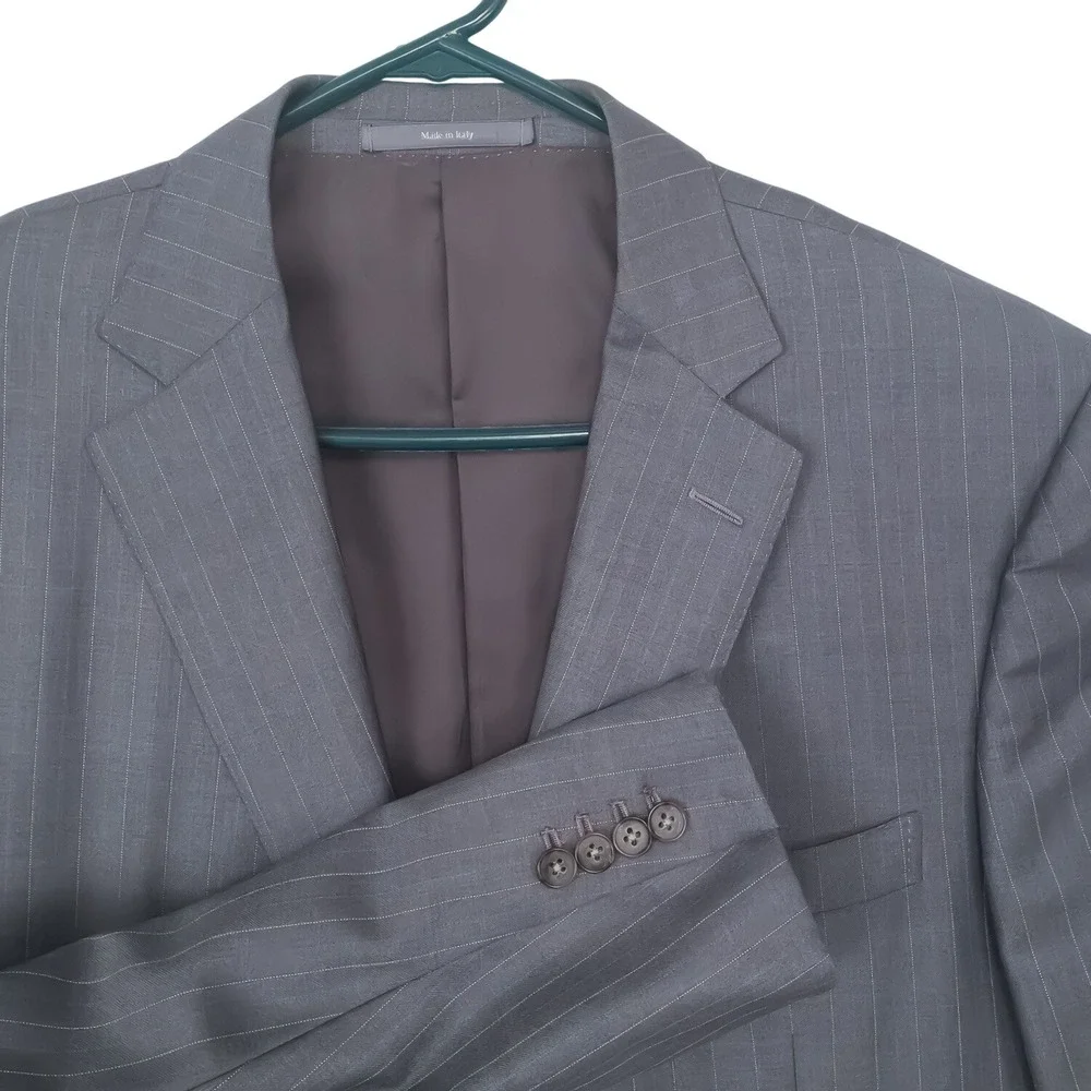 Ermenegildo Zegna Blazer Mens 58L Grey Pinstripe Trofeo Wool Neiman Marcus